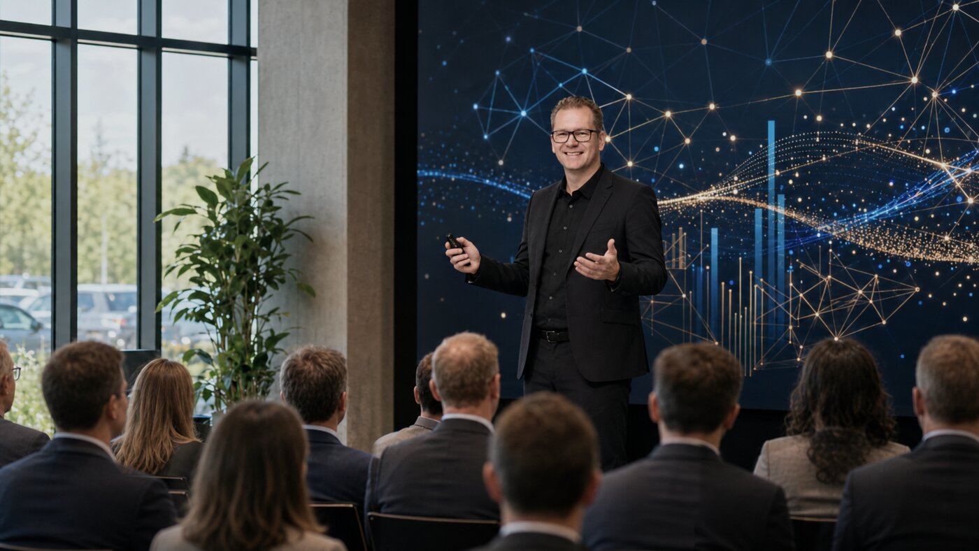 Thomas C. Stahl als Speaker auf der Bühne zu AI Leadership
